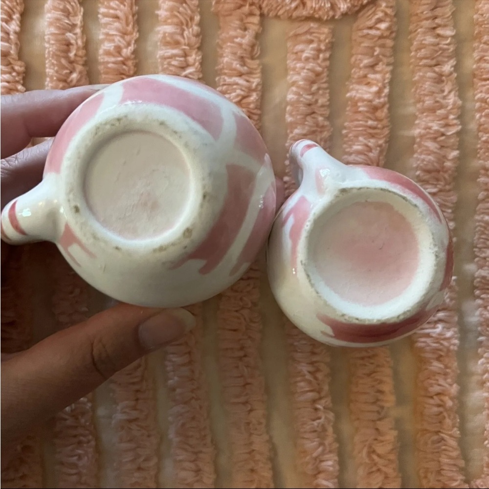 Vtg Lipper Mann Anthropomorphic Kitty Cat Pink Creamers Pitchers Pair - Picture 11 of 11